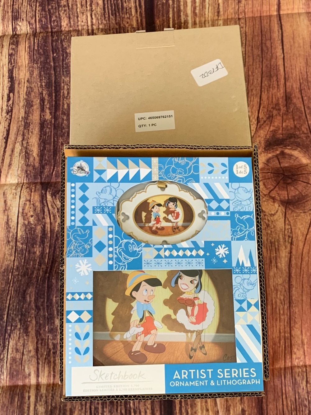 NEW Disney Artist Series Pinocchio Limited Edition Ornament & Lithograph 1 of 5